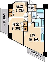 王子神谷パークサイドハイツ 2LDKの間取図画像