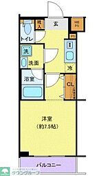 クレヴィスタ常盤台 1Kの間取図画像