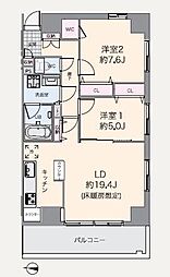 ライズ若木通り 2LDKの間取図画像