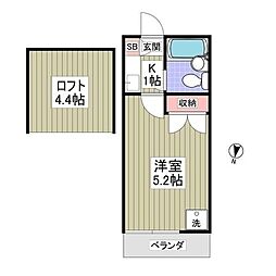 ロゼリア 1Kの間取図画像
