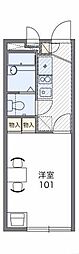 レオパレスクロスロード 2階1Kの間取り