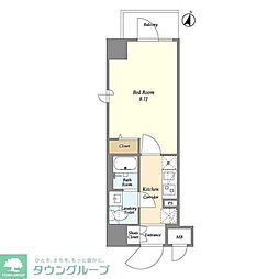 JR東海道本線 平塚駅 徒歩6分の賃貸マンション 5階1Kの間取り