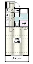 JR東海道本線 小田原駅 徒歩6分の賃貸マンション 9階1Kの間取り