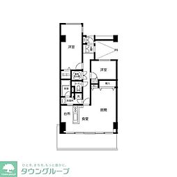 JR京浜東北・根岸線 磯子駅 徒歩1分の賃貸マンション 5階2LDKの間取り