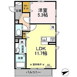 ラ・カーサ 1LDKの間取図画像