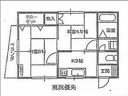 嶋津コーポ 2Kの間取図画像