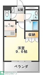 メルヴェーユ如月 1Kの間取図画像