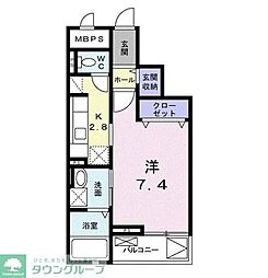 クレール茅ヶ崎2 1Kの間取図画像