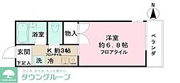 寒川山手ハイツ 1Kの間取図画像