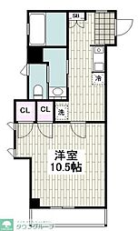 マルヴィエント 1Kの間取図画像