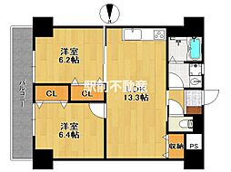 メゾン南博多 2LDKの間取図画像