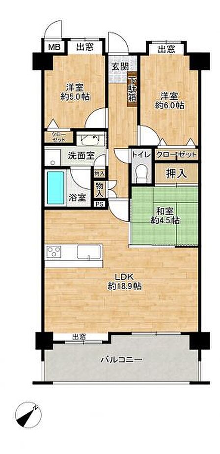 3LDK、専有面積76.24m2 収納充実のファミリータイプのマンションです!