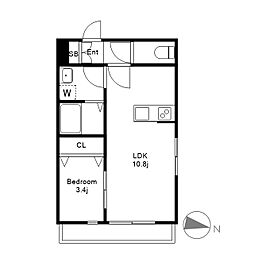 新宿山手ビル 2階1LDKの間取り