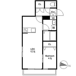 新宿山手ビル 2階1LDKの間取り