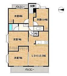 プレジデント皇神阿賀北 4LDKの間取図画像
