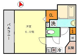 ドミシルアヤM-弐番館 1Kの間取図画像