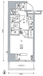 東急東横線 武蔵小杉駅 徒歩4分の賃貸マンション 7階1Kの間取り