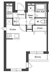 JR東海道本線 川崎駅 徒歩8分の賃貸マンション 1階ワンルームの間取り