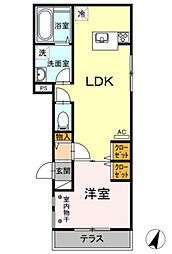 JR南武線 小田栄駅 徒歩7分の賃貸アパート 1階1LDKの間取り