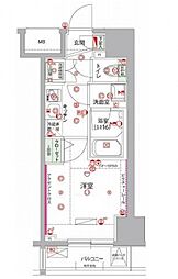JR京浜東北・根岸線 大森駅 徒歩8分の賃貸マンション 11階1Kの間取り