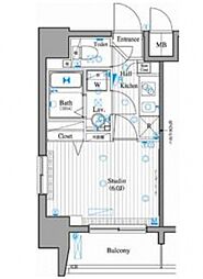 東急東横線 新丸子駅 徒歩2分の賃貸マンション 9階1Kの間取り