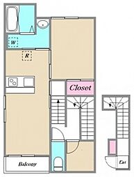 東急東横線 武蔵小杉駅 徒歩7分の賃貸アパート 2階1SLDKの間取り