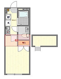 ラクシュミーKikuna 1Kの間取図画像