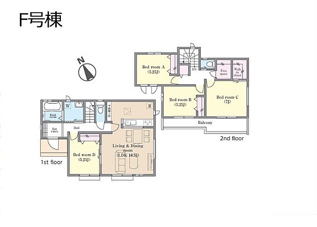 ◆F号棟◆〜Floor plan〜　図面と異なる場合は現況を優先致します。