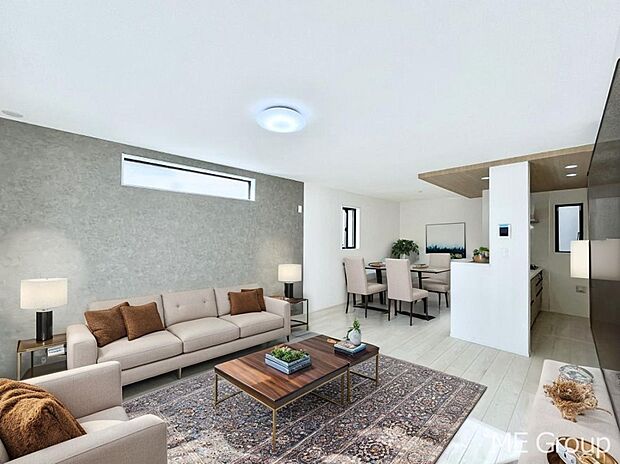 ご家族の賑やかな話し声で包まれる明るいリビング ※家具はCGです