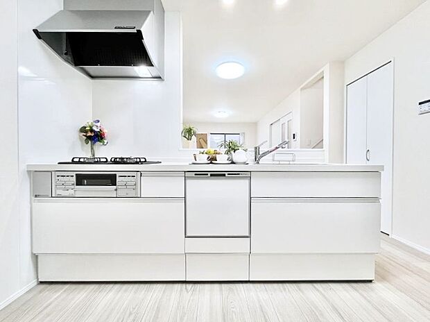 食洗機・浄水器・3ツ口コンロなどデザイン性も機能性も兼ね備えたシステムキッチン!