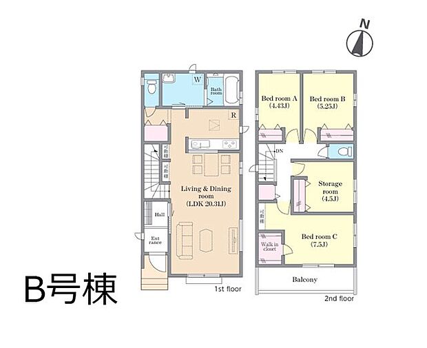 ◆B号棟◆〜Floor plan〜 図面と異なる場合は現況を優先致します。