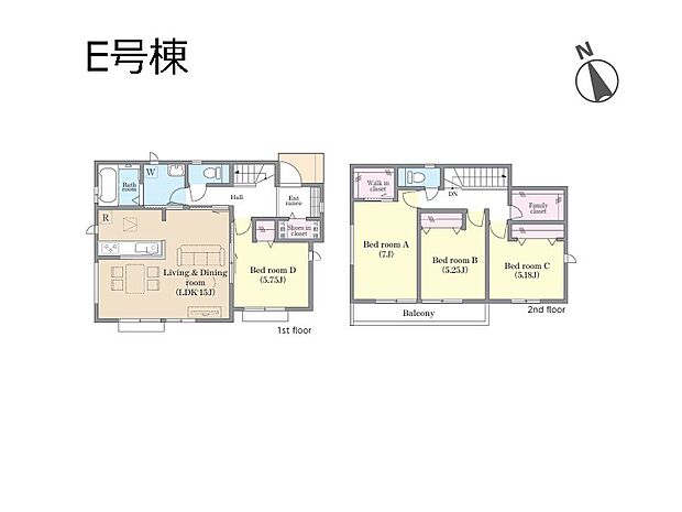 ◆E号棟◆〜Floor plan〜　図面と異なる場合は現況を優先致します。