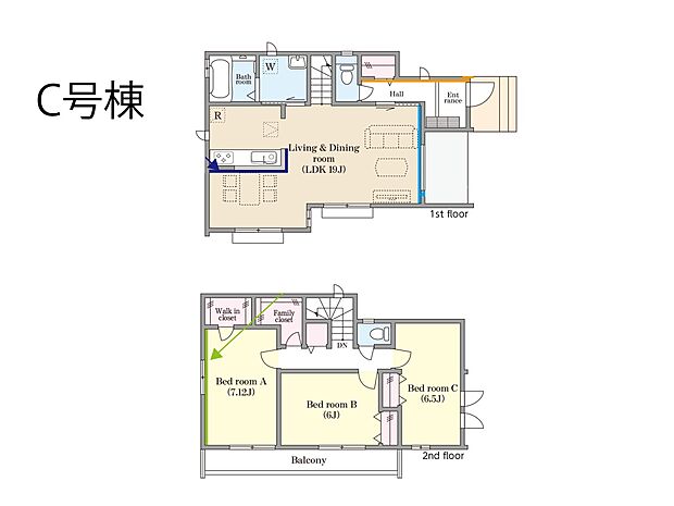 ◆C号棟◆〜Floor plan〜 図面と異なる場合は現況を優先致します。