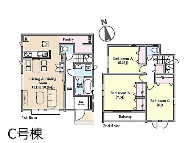 ◆C号棟◆〜Floor plan〜　図面と異なる場合は現況を優先致します。