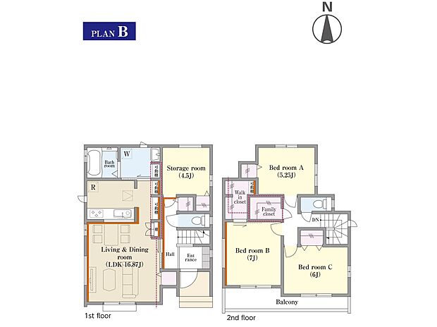 ◆B号棟◆〜Floor plan〜　図面と異なる場合は現況を優先致します。