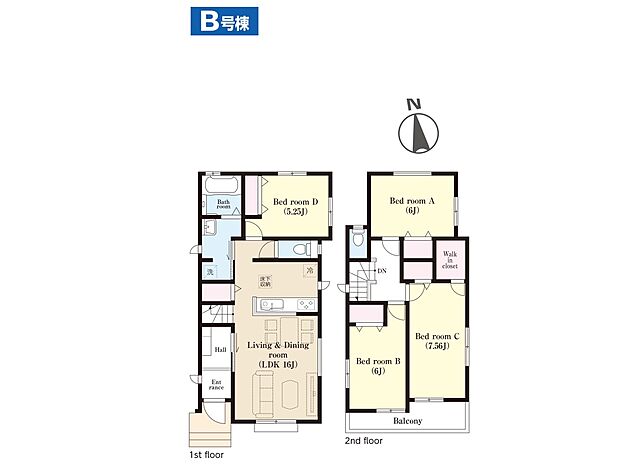 ◆B号棟◆〜Floor plan〜 図面と異なる場合は現況を優先致します。