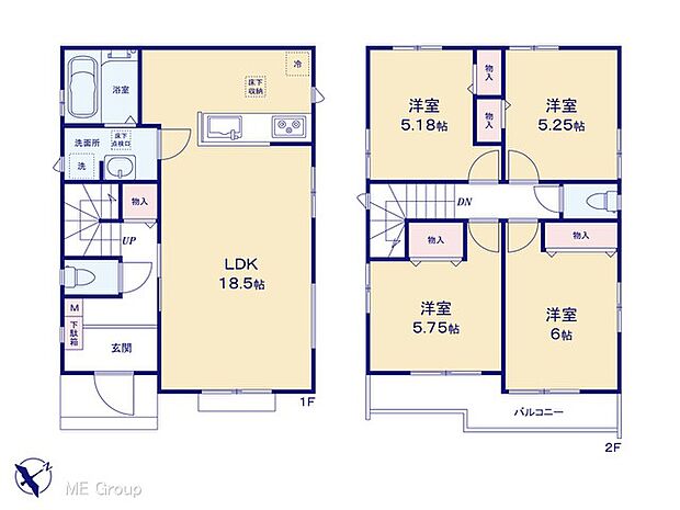 ◆Ｂ号棟◆〜Floor plan〜　図面と異なる場合は現況を優先