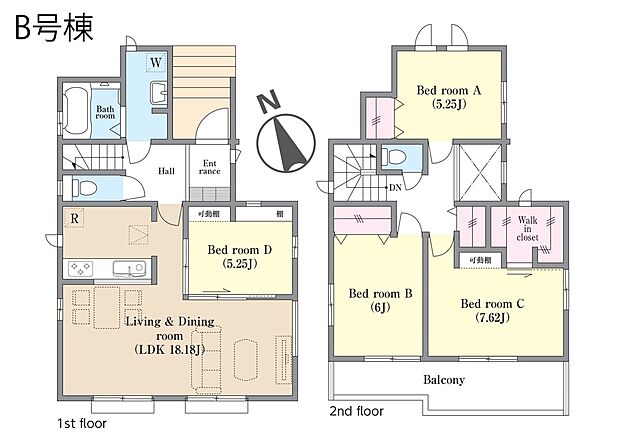 ◆2-B号棟◆〜Floor plan〜 図面と異なる場合は現況を優先致します。