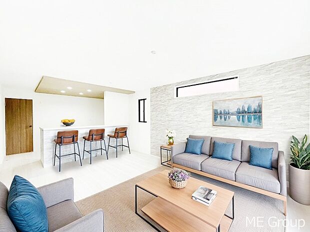 ご家族の賑やかな話し声で包まれる明るいリビング ※家具はCGです