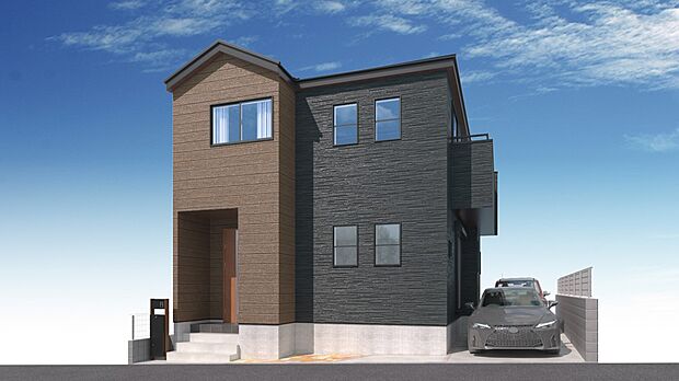 -外観完成予想図- ここから始まる「日常」は家族にとって大切で貴重な時間。だからこそ、少しでも豊かに、少しでも快適に。そんな想いから生まれた本邸宅は、これから先のお住まいをきっと支えてくれるはずです。