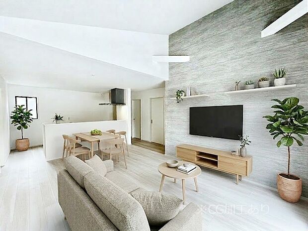 ~Living~ 家族の会話や笑顔が行き交うリビングです。子供が走ってる姿を見ながら、大きなソファやダイニングテーブルでゆったり食事をしたりくつろぎたい♪そんな夢が叶えられる空間です!※家具はCGです