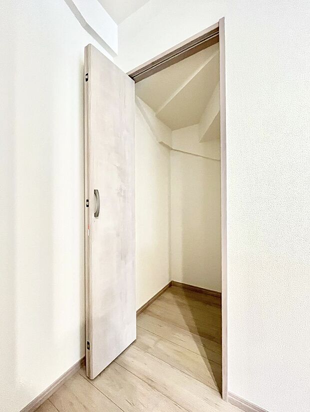 日用品のストックや水などの備蓄に使える階段下収納。