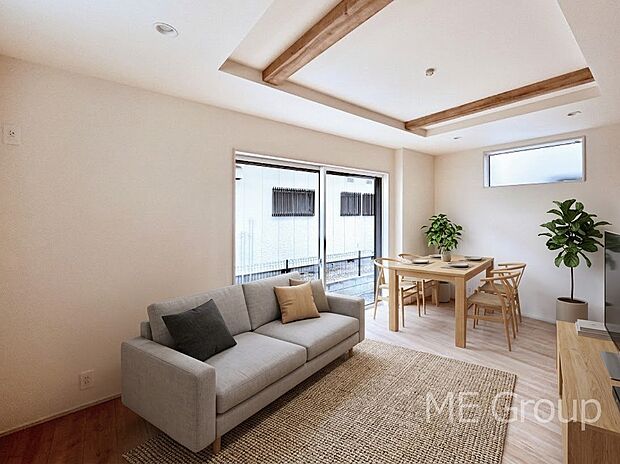 ご家族の賑やかな話し声で包まれる明るいリビング ※家具はCGです