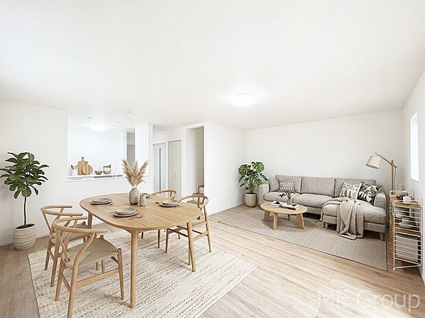 ~Living~ リビングに階段のある間取りです♪家族のコミュニケーションがスムーズに取れますね♪ゆとりある暮らしと心地よい住環境が紡ぐ贅沢な時間をご家族みんなでお過ごし下さい。 ※家具はCGです