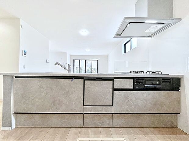 食洗機・浄水器・3ツ口コンロなどデザイン性も機能性も兼ね備えたシステムキッチン!