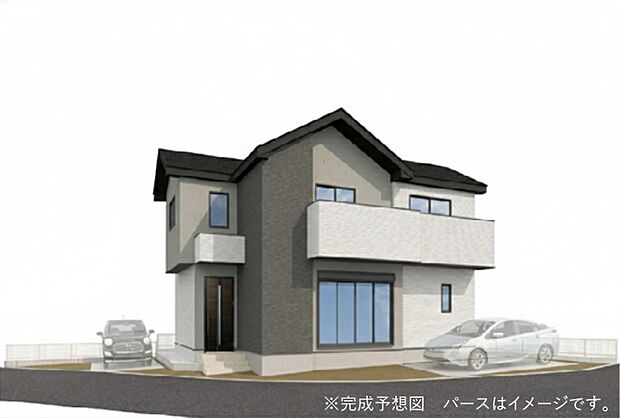 -外観完成予想図- 「落ち着き」と「安らぎ」と「快適」を実現してくれます。いつ友人・親戚・来客が来ても決して油断しないハイスペックな邸宅。