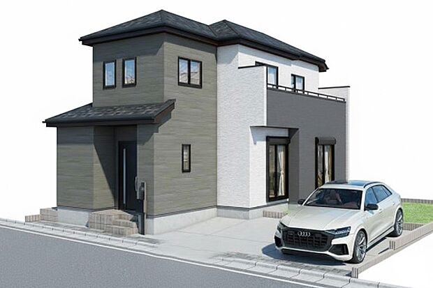 -外観完成予想図- ここから始まる「日常」は家族にとって大切で貴重な時間。だからこそ、少しでも豊かに、少しでも快適に。そんな想いから生まれた本邸宅は、これから先のお住まいをきっと支えてくれるはずです。