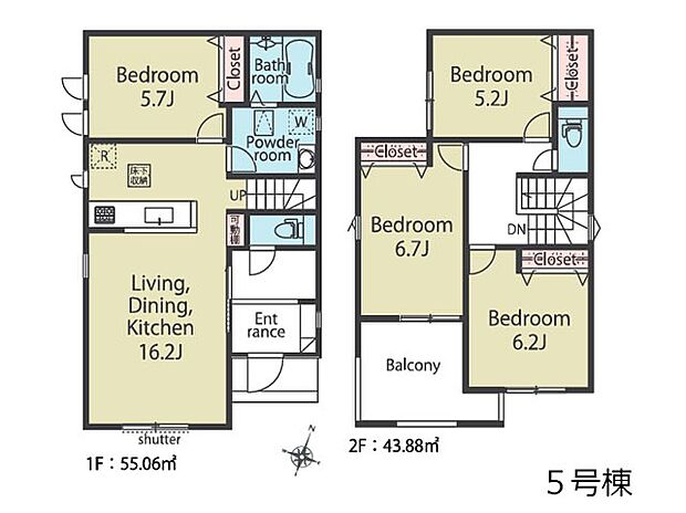 ◆5号棟◆~Floor plan~ 図面と異なる場合は現況を優先致します。