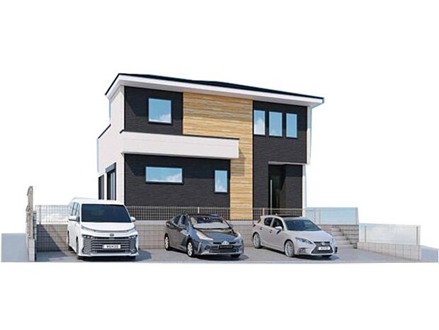 ◆1号棟◆-外観完成予想図- 一戸建ての大きなメリットは、自分達の「土地」を「自由に」使える事です。ガーデニングやDIY,車やバイクの趣味など様々な用途で利用できます。