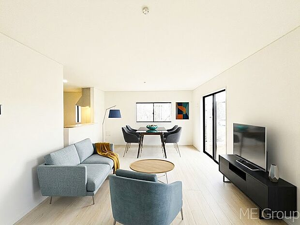 落ち着いた雰囲気のLDKは家族みんなの快適空間※家具はCGです